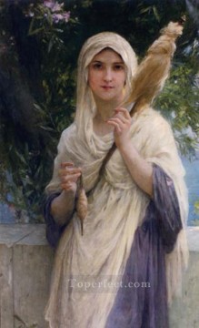  Chicas Arte - The Spinner By The Sea retratos realistas de chicas Charles Amable Lenoir